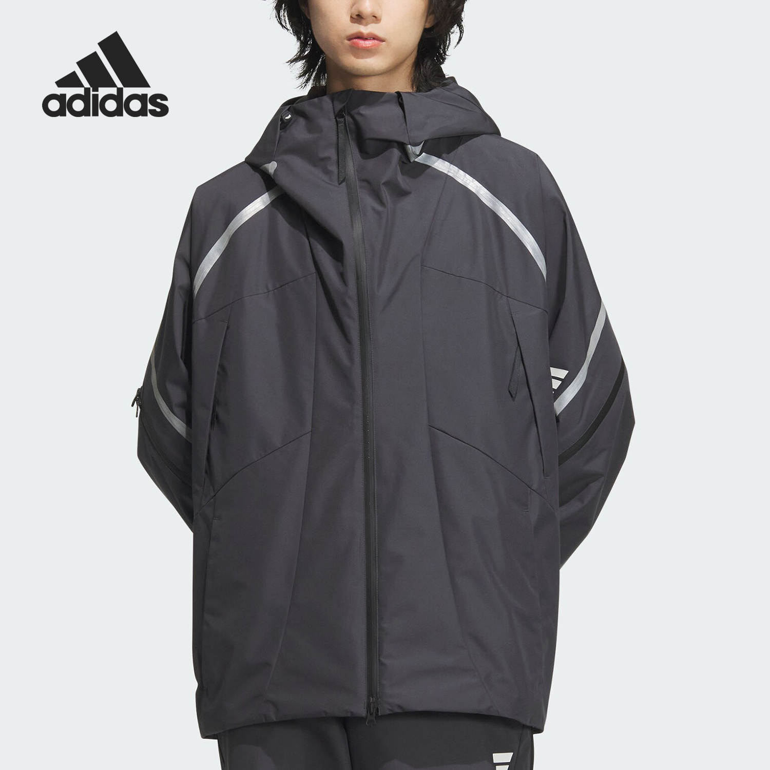 Adidas/阿迪达斯正品新款男士拼接宽松梭织连帽外套JM6170