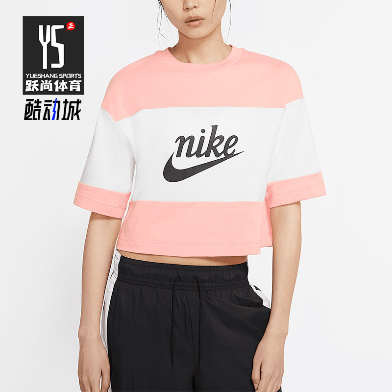 Nike/耐克正品夏季新款女士拼接短款透气运动短袖CK1302-101图片