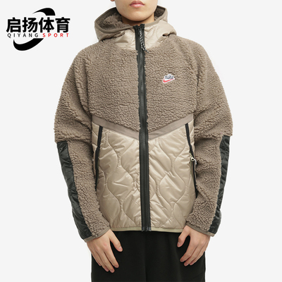 Nike/耐克正品2026男士拼接加绒连帽保暖摇粒绒外套CU4447-040