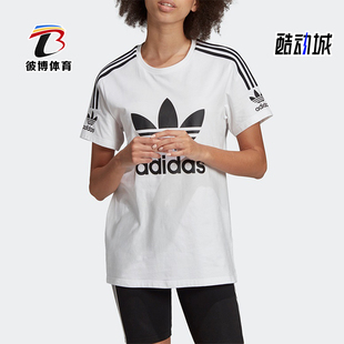 圆领印花透气T恤FJ5378 三叶草女士运动经典 Adidas 阿迪达斯正品