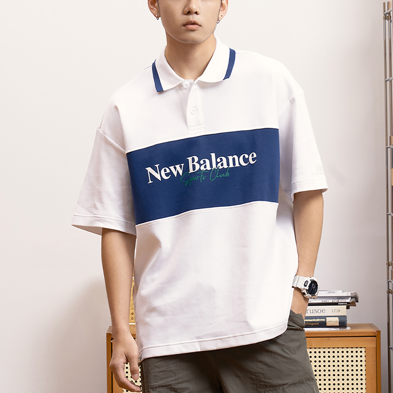 New Balance/NB正品夏季新款男士运动休闲翻领短袖5FD24203-WT