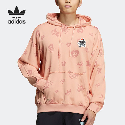 Adidas/阿迪达斯正品男士满印卡通图案袋鼠兜套头卫衣HR3464