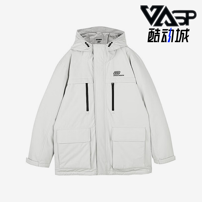 斯凯奇男士连帽多口袋羽绒服