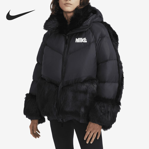 Nike/耐克正品春季新款女子运动仿皮草拼接羽绒服CT3267-010