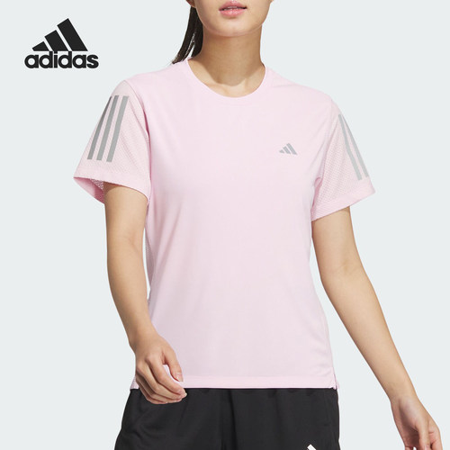 阿迪达斯女士跑步运动短袖