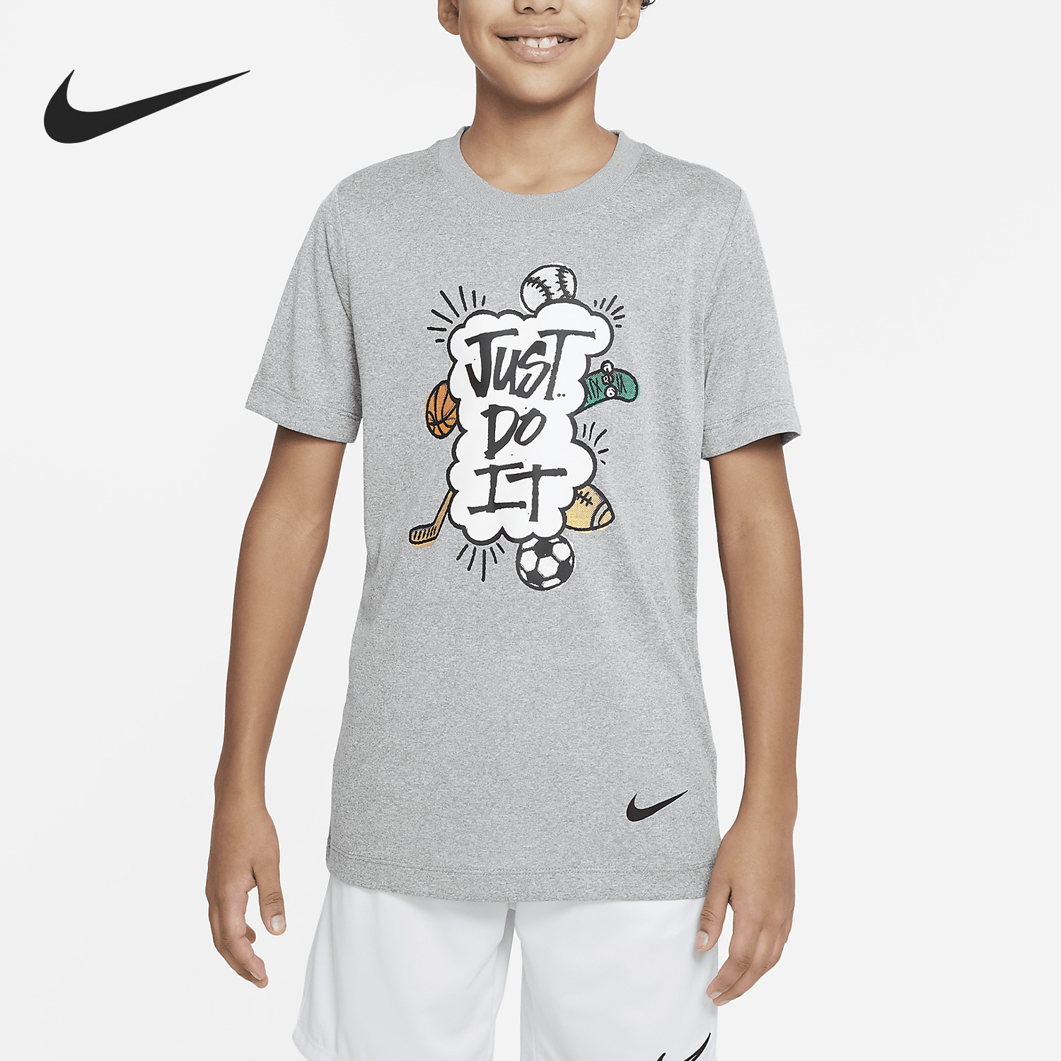 Nike/耐克正品夏季新款大童运动休闲圆领短袖DX9534-074