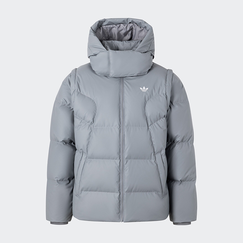 阿迪达斯男士可拆卸连帽羽绒服