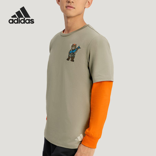 Adidas/阿迪达斯官方正品夏季男士户外徒步运动复古短袖T恤KE3712
