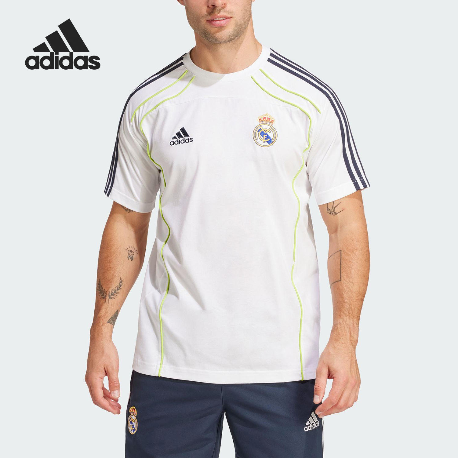 Adidas/阿迪达斯官方正品2025男士透气运动足球训练短袖JF2591