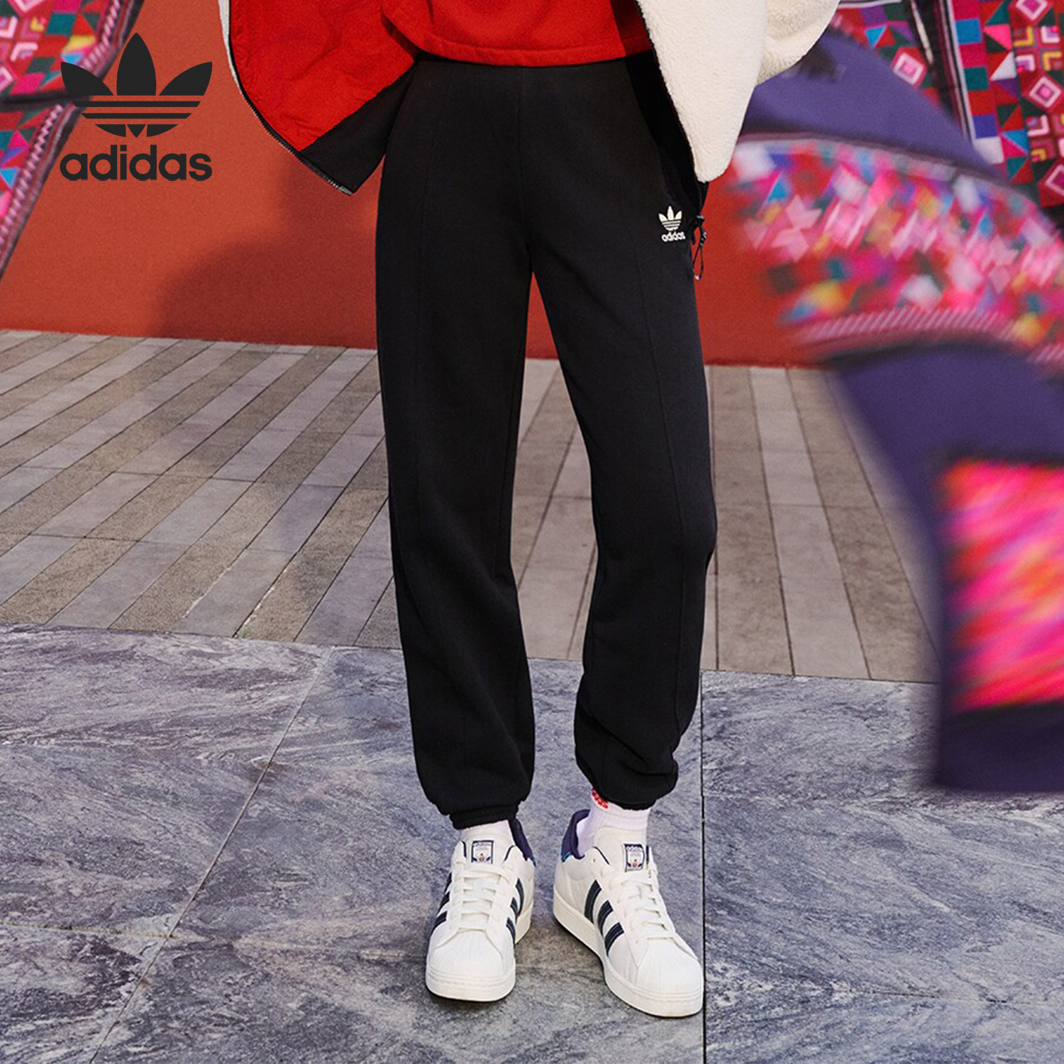 Adidas/阿迪达斯三叶草女士针织束脚休闲运动长裤IX4239