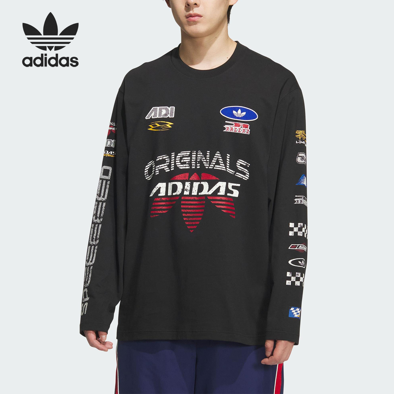 Adidas/阿迪达斯官方正品三叶草男士宽松圆领运动休闲长袖KH1199