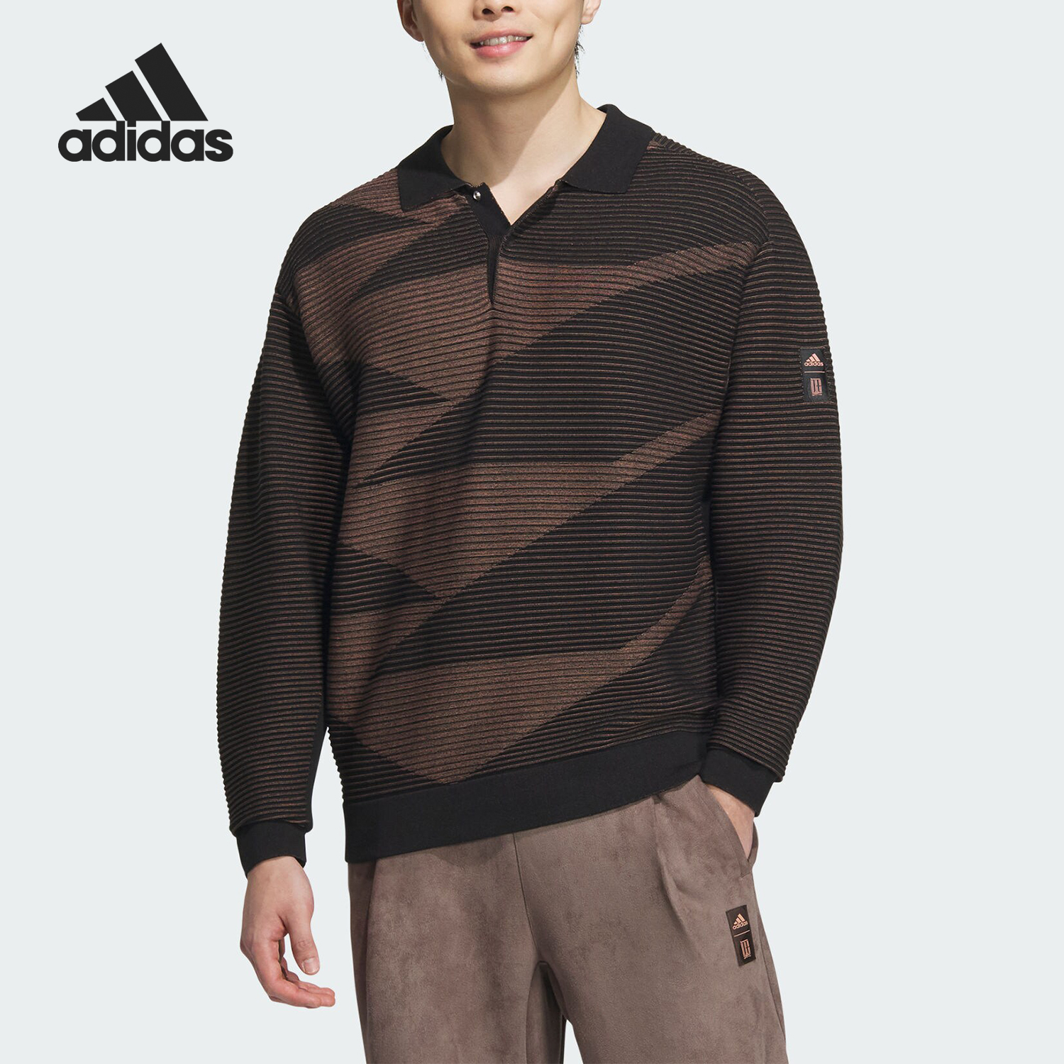 Adidas/阿迪达斯正品武极系列男士运动休闲长袖POLO衫JI8719