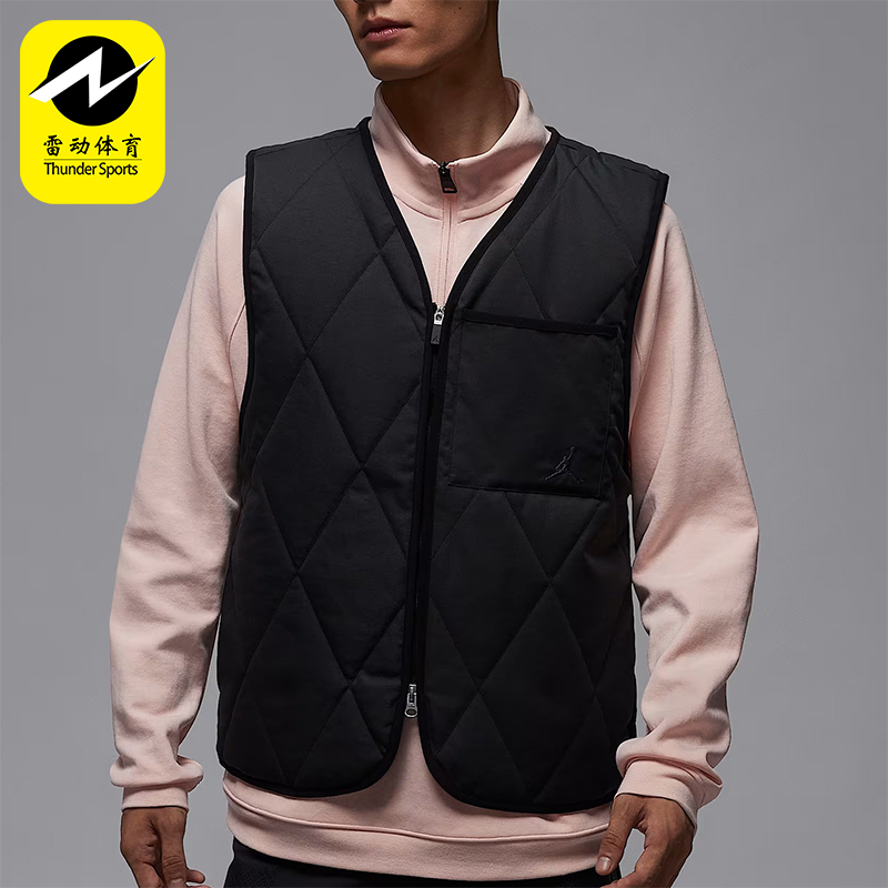 Nike/耐克正品JORDAN男士休闲高尔夫保暖宽松棉马甲HQ8680-010