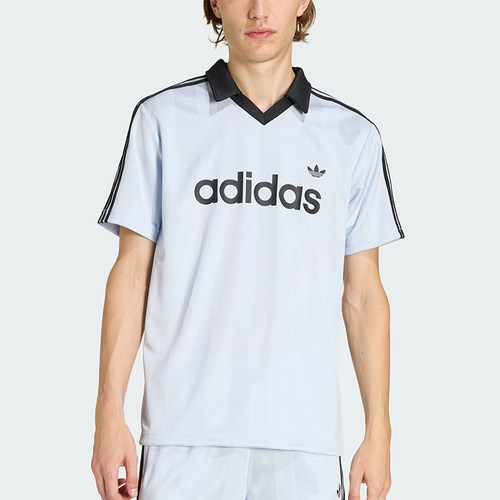 Adidas/阿迪达斯正品三叶草男士运动球衣风休闲V领短袖T恤KE2453