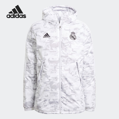 Adidas/阿迪达斯官方正品男子足球运动印花保暖棉服外套GL0044