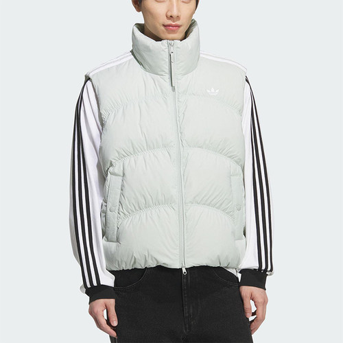 Adidas/阿迪达斯正品三叶草男女运动拉链保暖羽绒背心马甲KS8492