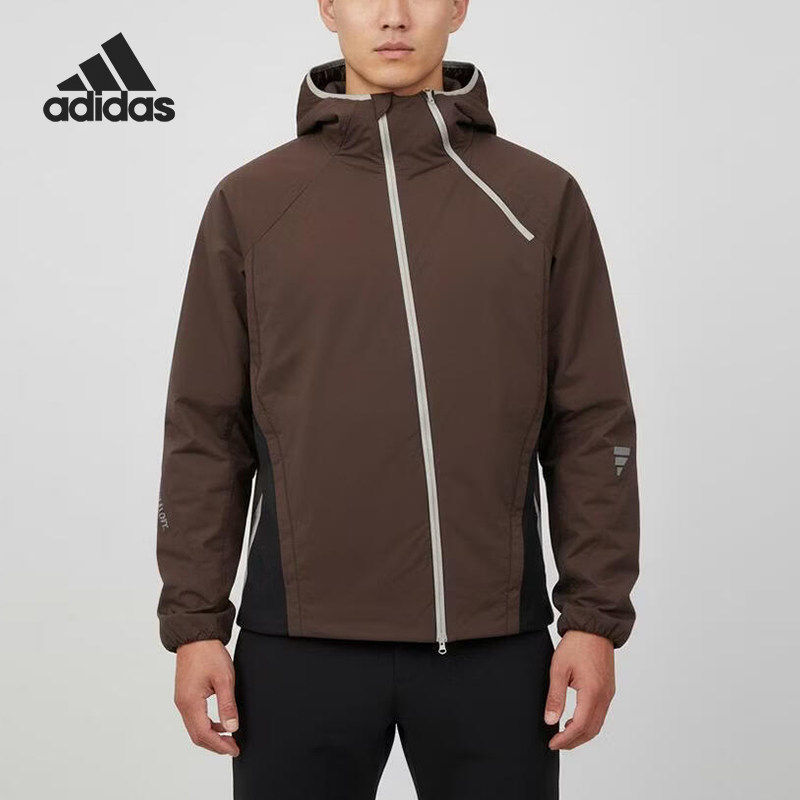 Adidas/阿迪达斯官方正品秋冬男士连帽时尚拉链运动棉衣KH0414