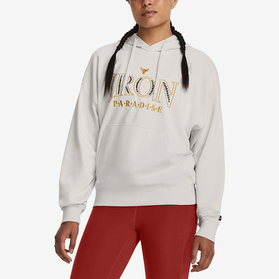 UA/安德玛正品2025新款女士字母印花针织运动连帽卫衣1380186-114