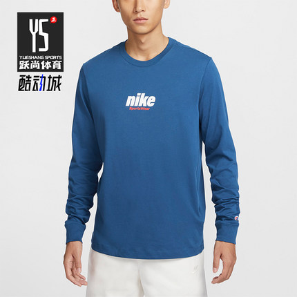 Nike/耐克正品休闲男士圆领印花针织休闲长袖T恤百搭HQ1569-421