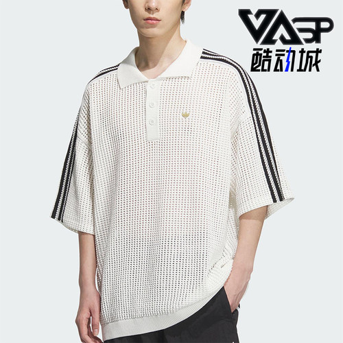 Adidas/阿迪达斯正品三叶草男士运动宽松休闲透气翻领短袖KF0403