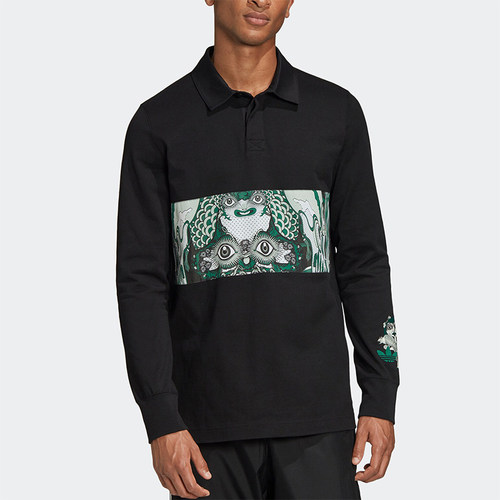 Adidas/阿迪达斯正品三叶草男士运动翻领时尚长袖衬衫T恤FM1663