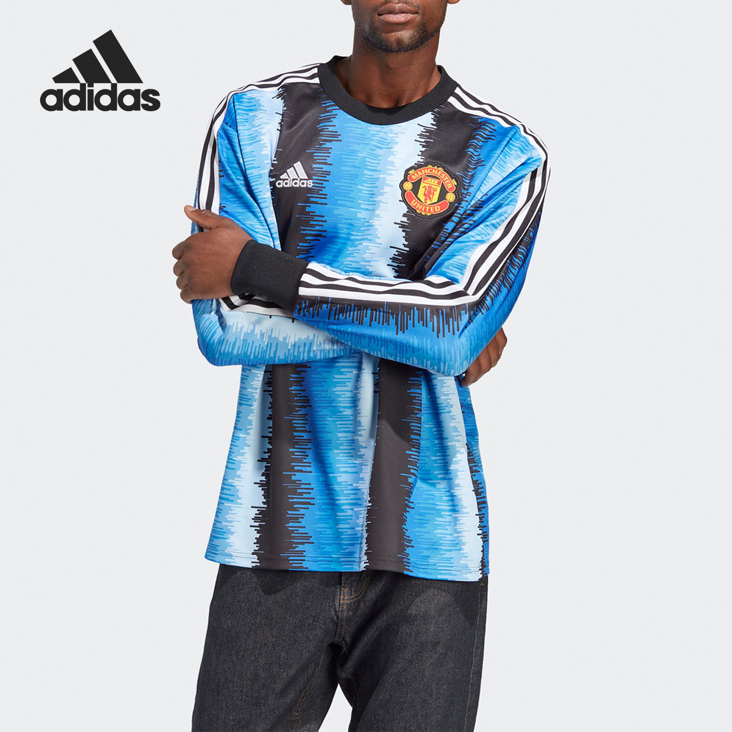 Adidas/阿迪达斯正品夏季男子曼联足球运动长袖球衣HT1994