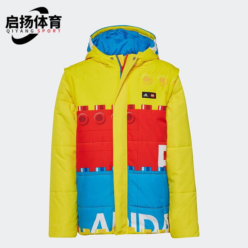 阿迪达斯大童保暖连帽棉服