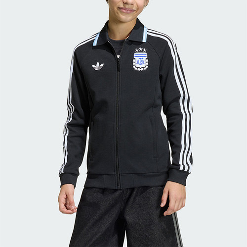 Adidas/阿迪达斯正品三叶草大童长袖复古足球拉链夹克外套JZ6286