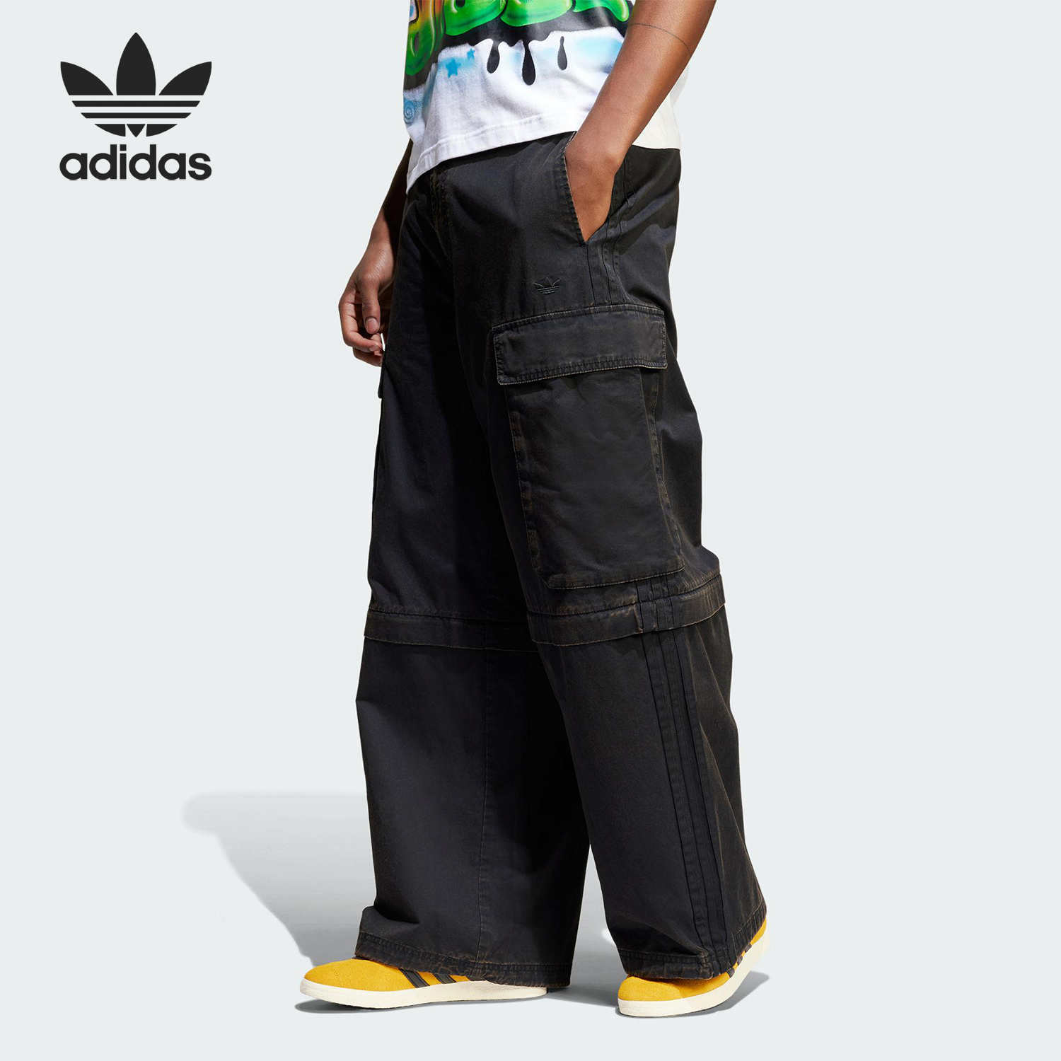Adidas/阿迪达斯正品三叶草男士可拆卸多口袋宽松长裤JY6293