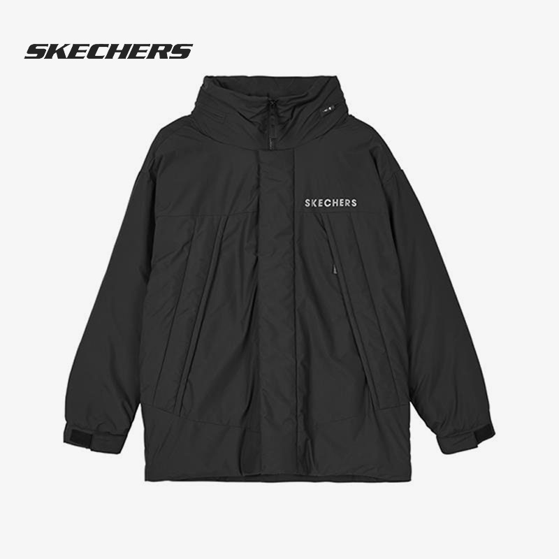 Skechers/斯凯奇正品新款男女保暖连帽拉链外套防风羽绒服