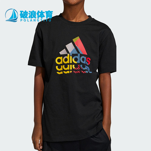 Adidas/阿迪达斯正品夏季儿童图案透气圆领休闲短袖IB9136