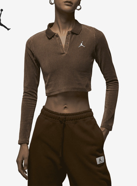 Nike/耐克正品Air Jordan女子灯芯绒翻领长袖T恤DV1401-274