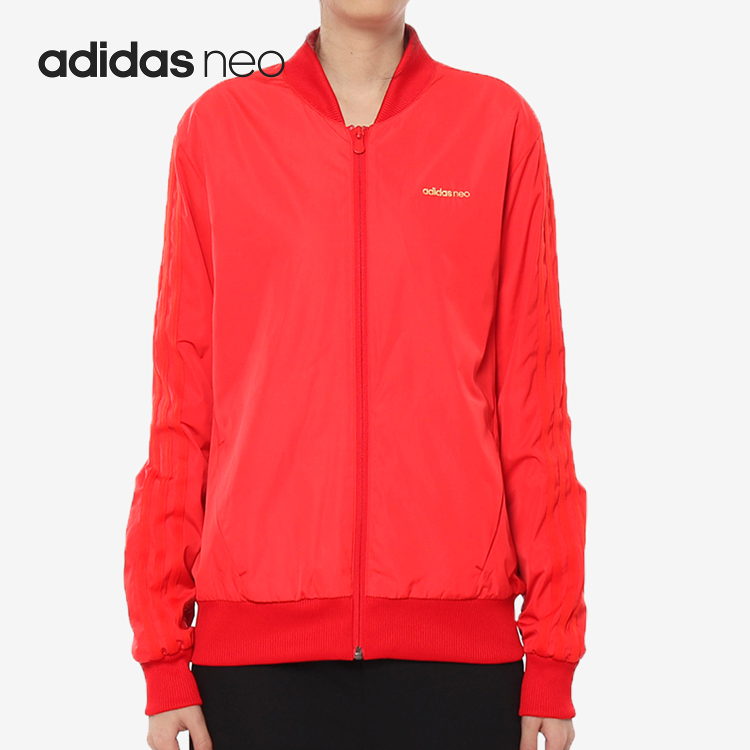 Adidas/阿迪达斯官方正品NEO女子印花运动立领夹克外套 DZ7606