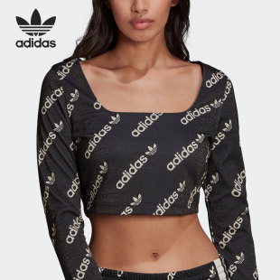 Adidas/阿迪达斯官方正品三叶草女子舒适休闲短款长袖T恤 HM4894