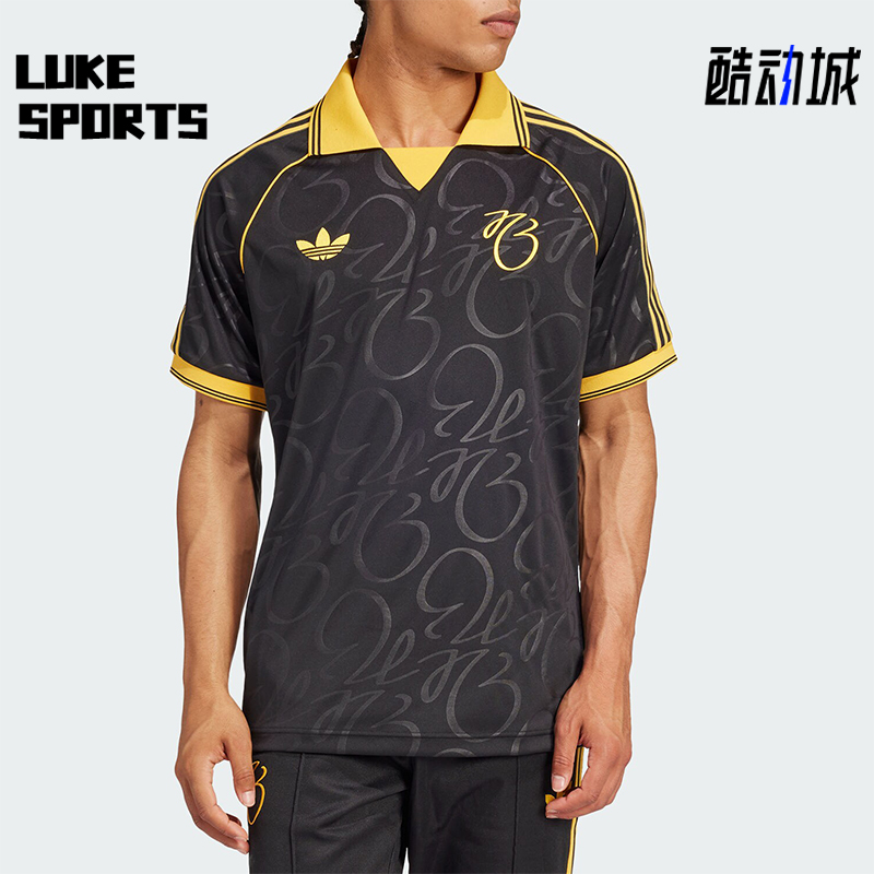 阿迪达斯男士翻领宽松透气短袖