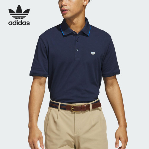Adidas/阿迪达斯正品三叶草男士高尔夫运动翻领短袖JH3859