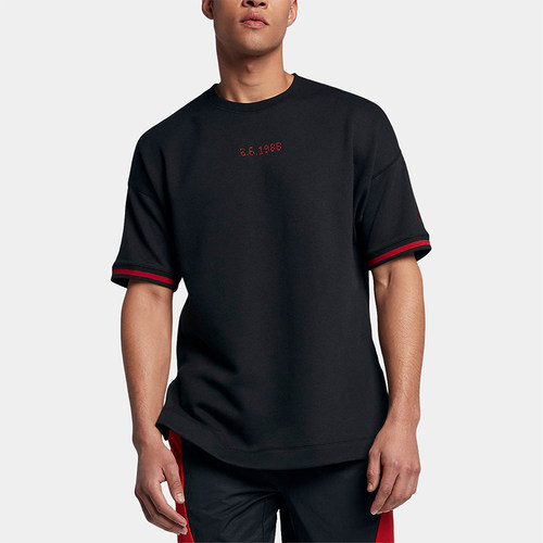 Nike/耐克正品新款男黑红色亲肤吸汗圆领经典短袖T恤AJ0434-010