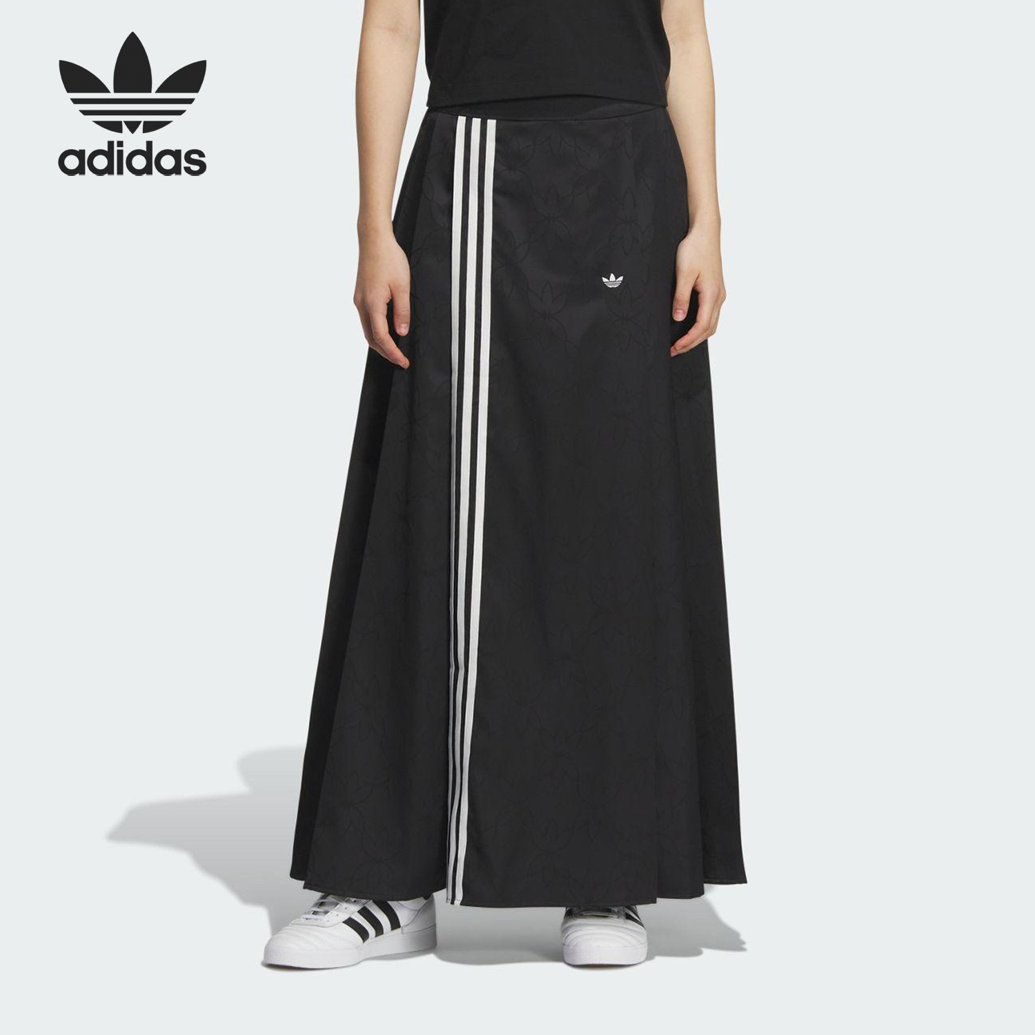 Adidas/阿迪达斯官方正品三叶草女士宽松新中式长款半身裙KB6397