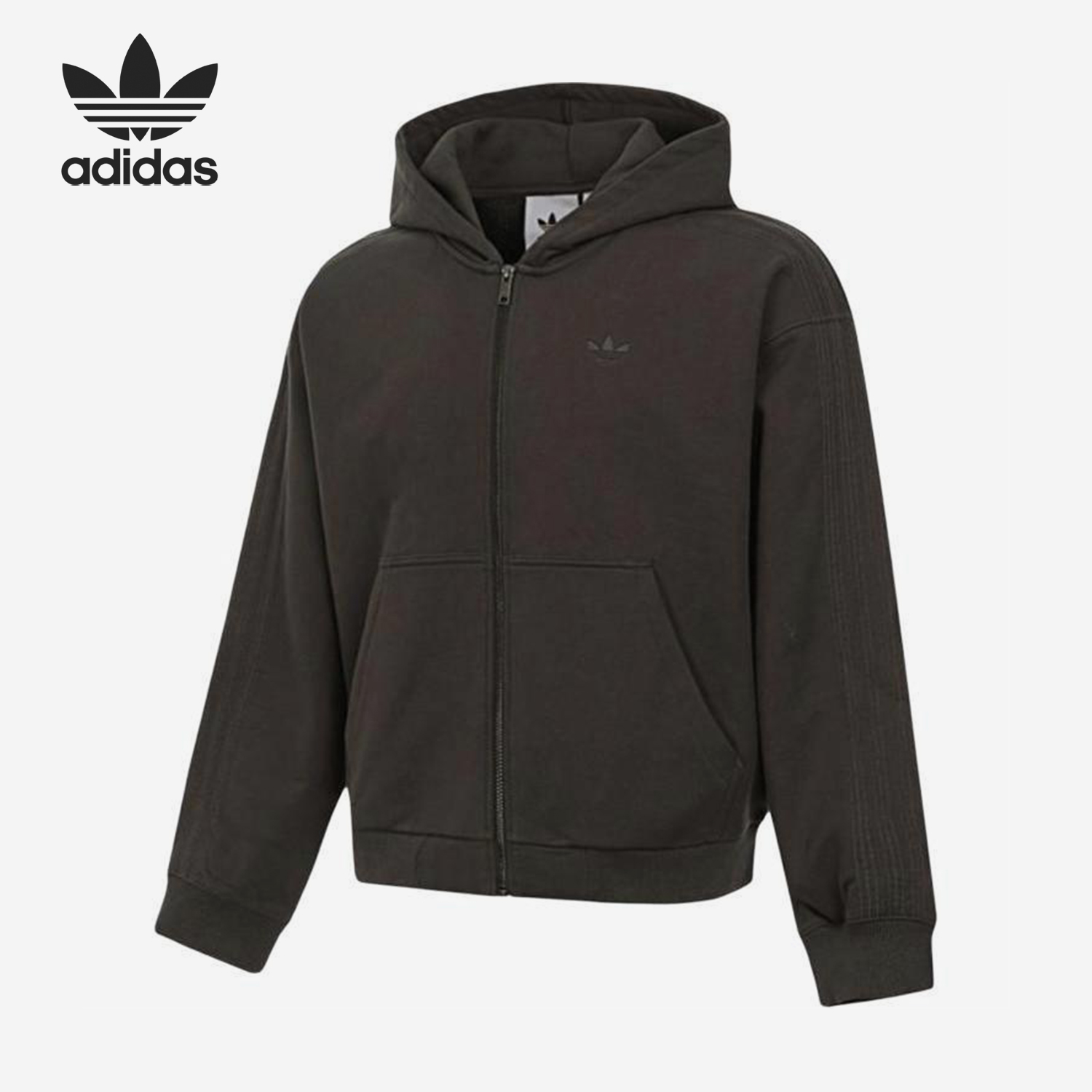 Adidas/阿迪达斯官方正品三叶草男士针织连帽短款运动外套JD3337