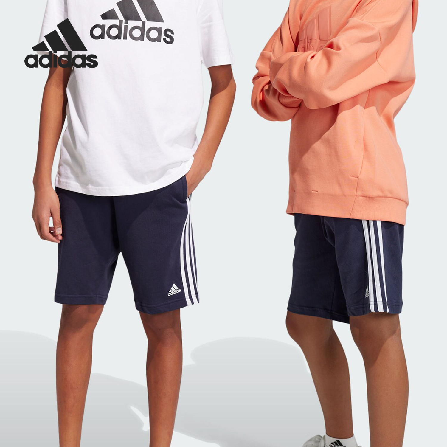 Adidas/阿迪达斯正品新款大童复古亲肤透气直筒短裤HY4714