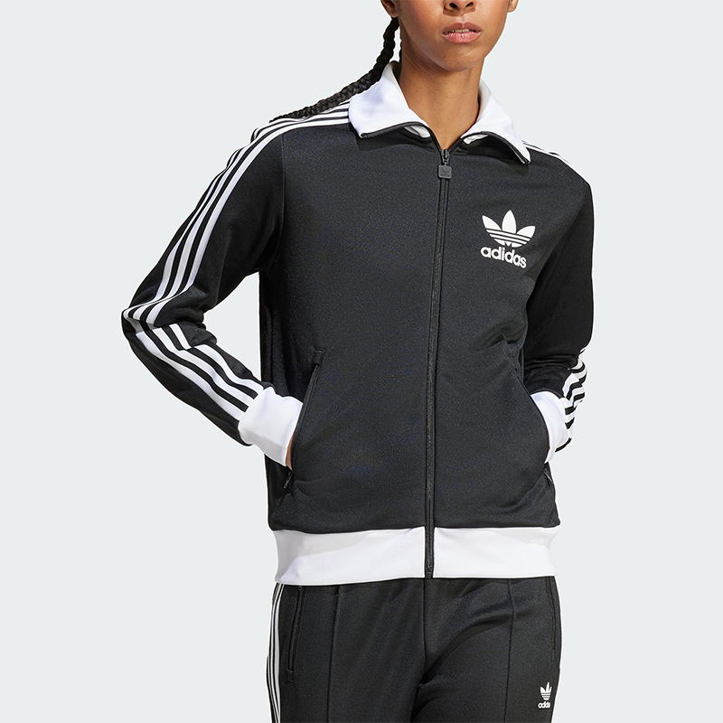 Adidas/阿迪达斯正品三叶草女士经典复古拉链翻领夹克外套IW3174
