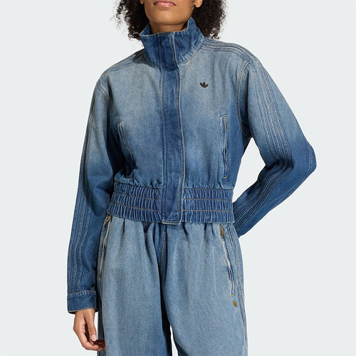 Adidas/阿迪达斯正品三叶草女士休闲立领牛仔运动梭织外套KE1072