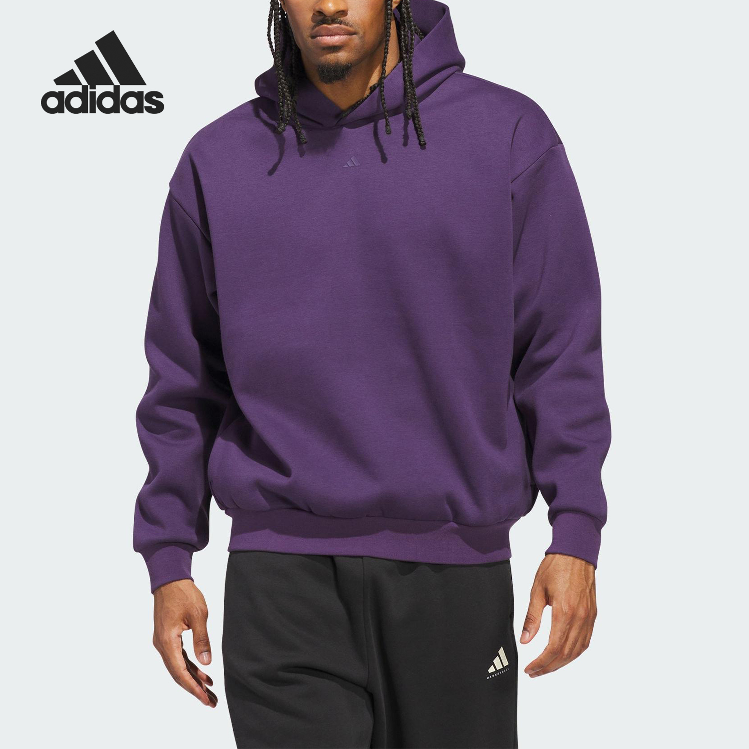 Adidas/阿迪达斯官方正品Basketball男女连帽加绒针织卫衣JX5598