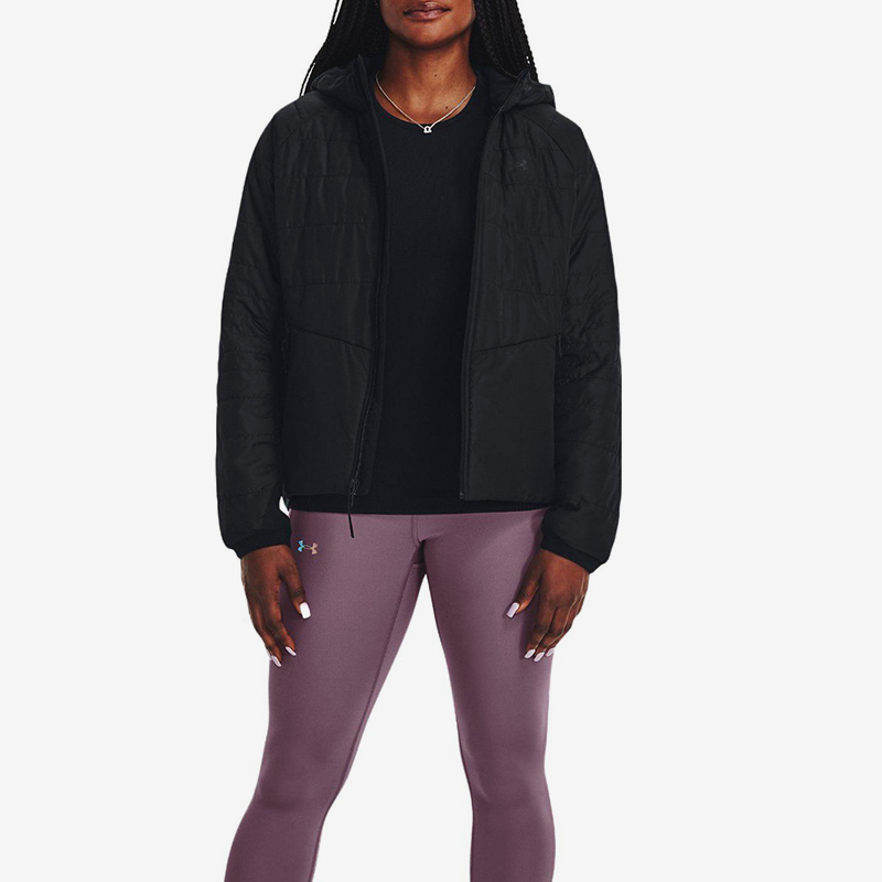 UA/安德玛正品新款女子纯色运动休闲梭织连帽夹克外套1378500-001