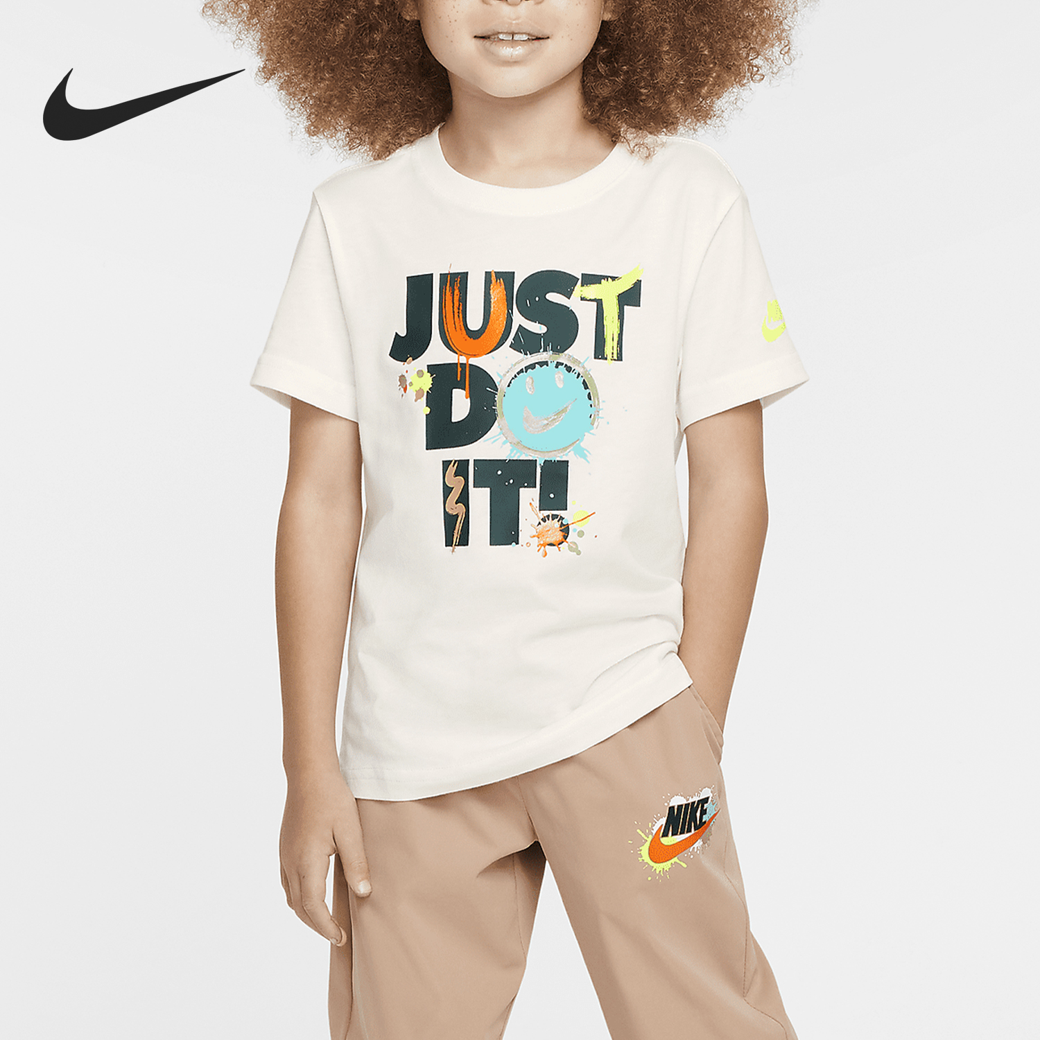 Nike/耐克正品休闲小童圆领透气印花针织短袖T恤HQ7908-133