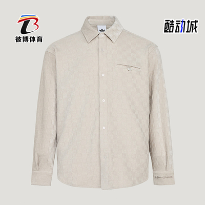Adidas/阿迪达斯正品三叶草男士时尚经典翻领休闲长袖衬衫KU5614