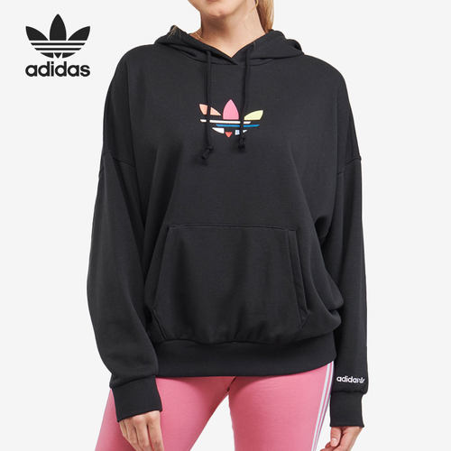 Adidas/阿迪达斯正品三叶草女子宽松休闲连帽套头卫衣H09308