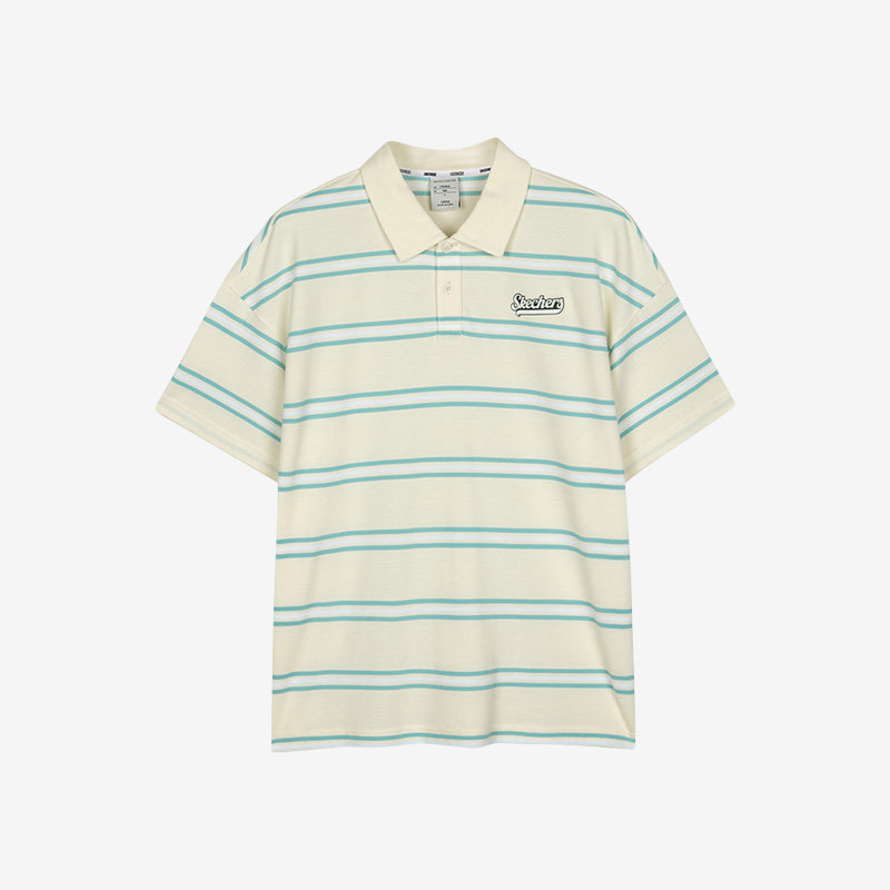 Skechers/斯凯奇正品2023夏季男子运动透气翻领休闲条纹短袖,运动服/休闲服装,运动T恤,淘宝优惠券,粉丝福利购,淘宝优惠卷