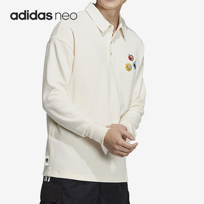 Adidas/阿迪达斯官方正品neo芝麻街联名男子休闲长袖POLO衫HM9949