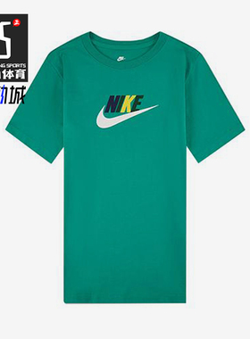 Nike/耐克正品夏季大童圆领运动休闲透气LOGO印花短袖FN3713-324